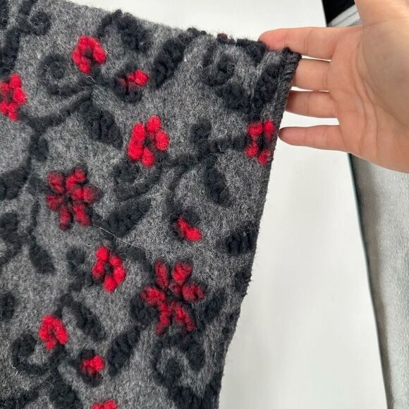 Jperico Women's Floral Wool Blend Cardigan Poncho Sweater Gray Red One Size - Picture 4 of 8